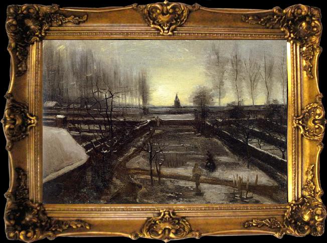 framed  Vincent Van Gogh The Garden of the Rectory at Nuenen, Ta026